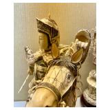 Awesome Large Vintage Oriental Carved Warrior on Horseback Statue #2