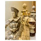Awesome Large Vintage Oriental Carved Warrior on Horseback Statue #2