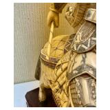 Awesome Large Vintage Oriental Carved Warrior on Horseback Statue #2