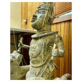 Monumental Benin Bronze Sculpture of a King/Oba w/Leopards