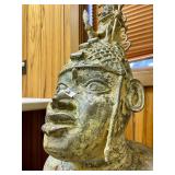Monumental Benin Bronze Sculpture of a King/Oba w/Leopards