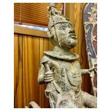 Monumental Benin Bronze Sculpture of a King/Oba w/Leopards
