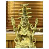 Monumental Benin Bronze Sculpture of a King/Oba w/Leopards