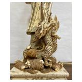 Large & Beautiful Chinese Carved Bone Guan Yin Figure w/Dragon