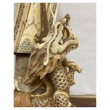 Large & Beautiful Chinese Carved Bone Guan Yin Figure w/Dragon