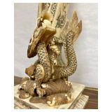 Large & Beautiful Chinese Carved Bone Guan Yin Figure w/Dragon