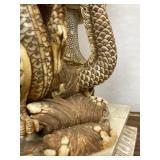 Large & Beautiful Chinese Carved Bone Guan Yin Figure w/Dragon