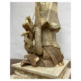 Large & Beautiful Chinese Carved Bone Guan Yin Figure w/Dragon