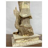 Large & Beautiful Chinese Carved Bone Guan Yin Figure w/Dragon