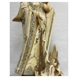 Large & Beautiful Chinese Carved Bone Guan Yin Figure w/Dragon