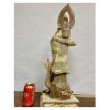 Large & Beautiful Chinese Carved Bone Guan Yin Figure w/Dragon