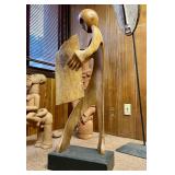 LARGE & Fantastic Figural Wood Sculpture by Renowned Ecuadorian Wood Carver Luis Potosi