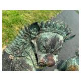 Matching Pair of LARGE Antique Thai Bronze Singha Temple Guardian Lions