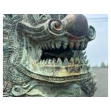 Matching Pair of LARGE Antique Thai Bronze Singha Temple Guardian Lions