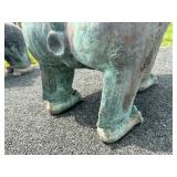 Matching Pair of LARGE Antique Thai Bronze Singha Temple Guardian Lions
