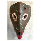 Vintage Wooden Animal Motif Tribal Mask from Mexico
