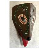 Vintage Wooden Animal Motif Tribal Mask from Mexico