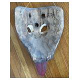 Vintage Wooden Animal Motif Tribal Mask from Mexico