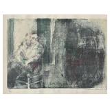 Framed Limited Edition Hand Printed Lithograph Self Portrait by Mario Fallani