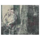 Framed Limited Edition Hand Printed Lithograph Self Portrait by Mario Fallani