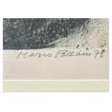 Framed Limited Edition Hand Printed Lithograph Self Portrait by Mario Fallani
