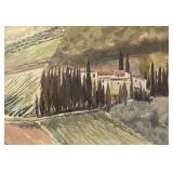 Original Watercolor Italian Landscape Painting by Cy DeCosse