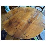Vintage Wooden Circular French Kitchen Table and Four Chairs Set