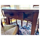 Vintage Wooden Circular French Kitchen Table and Four Chairs Set