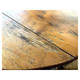 Vintage Wooden Circular French Kitchen Table and Four Chairs Set
