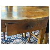 Vintage Wooden Circular French Kitchen Table and Four Chairs Set