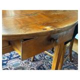 Vintage Wooden Circular French Kitchen Table and Four Chairs Set