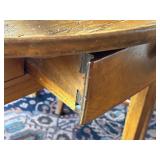 Vintage Wooden Circular French Kitchen Table and Four Chairs Set