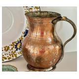 Vintage Hand Made Metal Water Pitcher from Turkey, Wooden Carved Bowl, Italian Made Platter and More