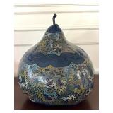 Vintage Artisan Decorated Gourd from Mexico