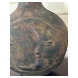 Mexican Double Sided Sun and Moon Face Pottery Vase