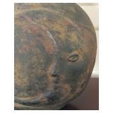 Mexican Double Sided Sun and Moon Face Pottery Vase