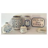 Collection of Decorative Blue and White Italian Pottery Pieces
