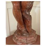 Large Italian Terracotta Nude Sculpture on Pedestal Stand