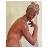 Large Italian Terracotta Nude Sculpture on Pedestal Stand