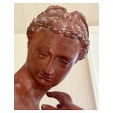 Large Italian Terracotta Nude Sculpture on Pedestal Stand