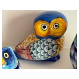 Three Colorful Painted Owl Figurines from Florence, Italy