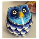 Three Colorful Painted Owl Figurines from Florence, Italy