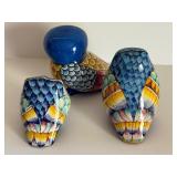 Three Colorful Painted Owl Figurines from Florence, Italy