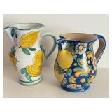 Two Decorative Italian Florentine Pottery Pitchers