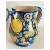 Two Decorative Italian Florentine Pottery Pitchers