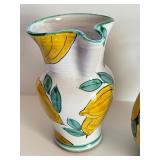 Two Decorative Italian Florentine Pottery Pitchers