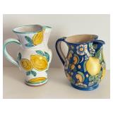 Two Decorative Italian Florentine Pottery Pitchers