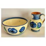 Decorative Italian Florentine Pottery Bowl and Pitcher Set