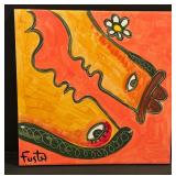 Two Hand Painted Colorful Tiles by Jose Fuster