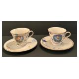 Pair of Höchst Decor Demitasse Teacups and Saucers